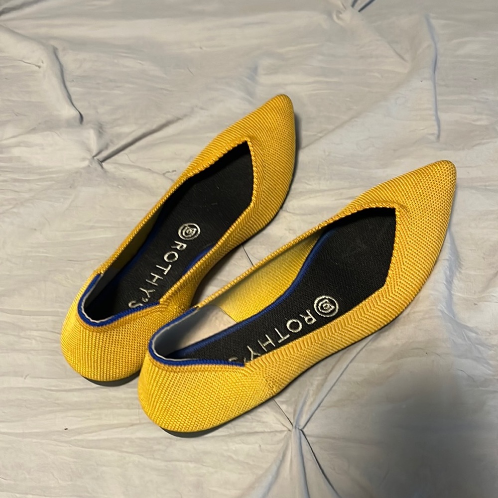 Yellow Rothy’s the point shoes